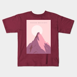 Reaching New Heights Mountaintop Illustration Kids T-Shirt